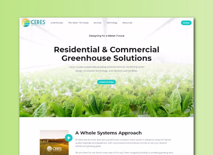Visually Stunning Design for Ceres Greenhouse Solutions