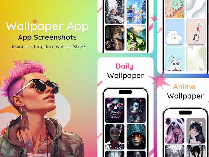 Modern Wallpaper App UI Design – Minimal & Aesthetic Experience