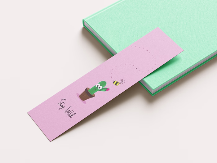 Cheerful Cactus Bookmark Design