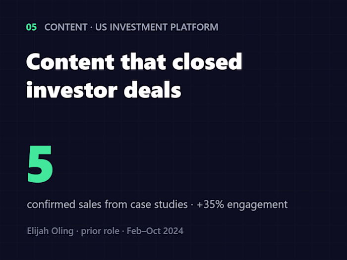 Content that closed investor deals: