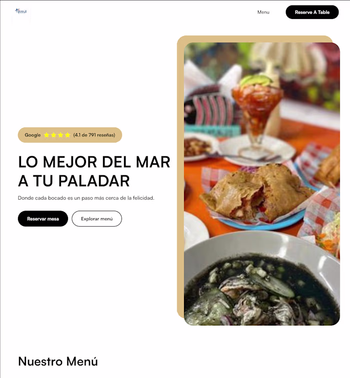 Restaurant Menu HomePage