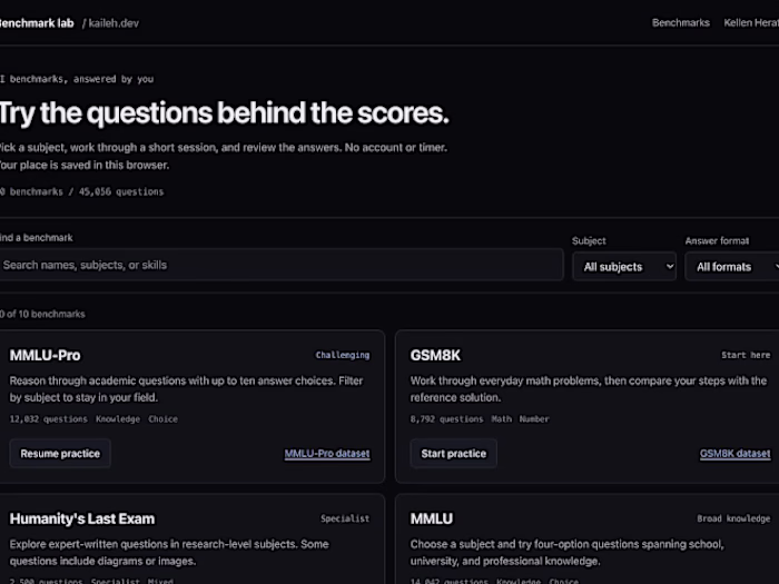 Benchmark Lab: practice AI benchmark questions