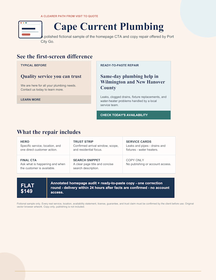 Homepage Copy and CTA Repair — Fictional Concept