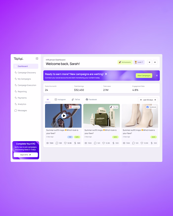 UI/UX Design for Influencer Marketing Platform