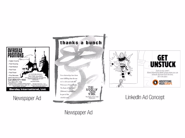 Ads for a variety of clients