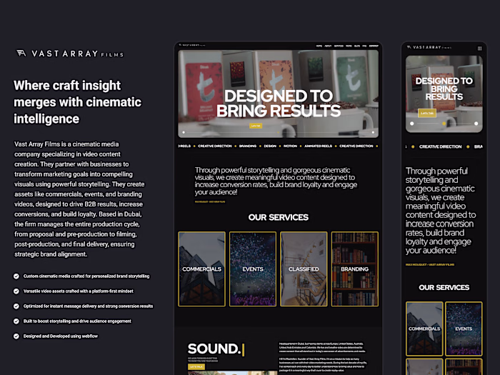 Vast Array Films | Webflow Build