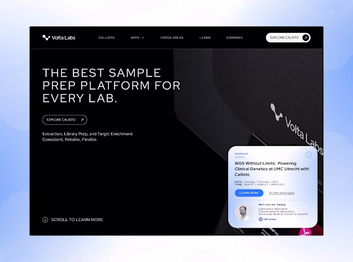 Volta Labs - Webflow site built to science behind it.