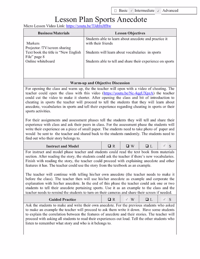 Listening Speaking Lesson Plan with Technology 