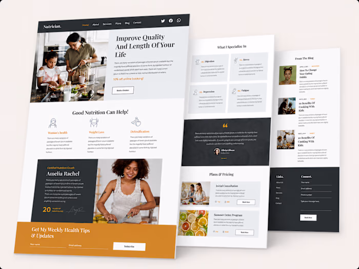 Kajabi Coaching website for Nutrition