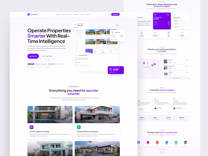 EstateFlow Real Estate SaaS Landing Page Design