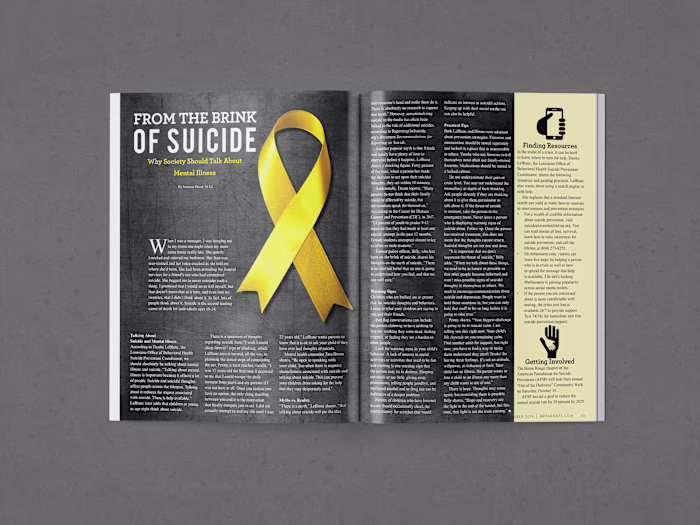 Suicide Awareness Magazine Spread