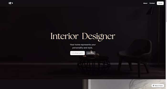 A passion project | An Interior Design Website  Built in Framer