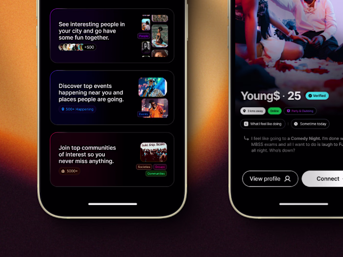 Mobile App design for Drench - A Social media App