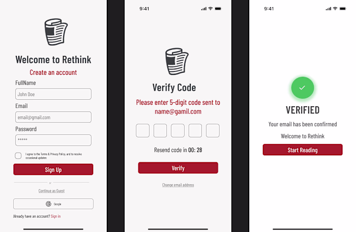 Rethink — Read Smarter, Sign Up Faster