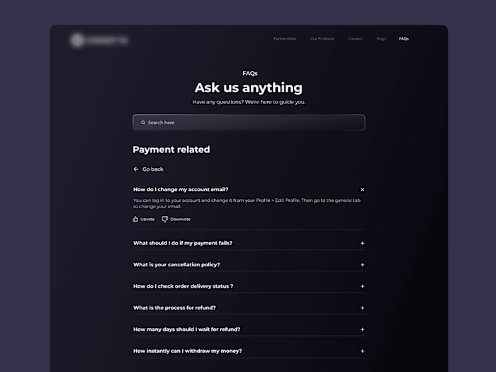FAQ page