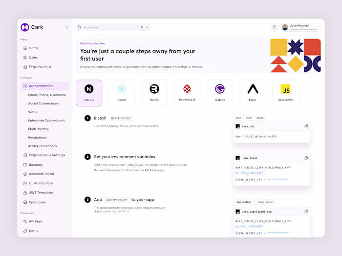 Cark - User management platform ( Authentication)