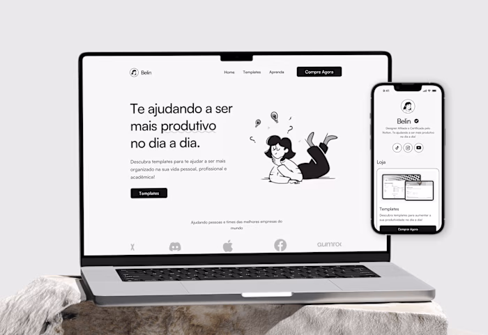 UI and Web Design used to create a Notion template store