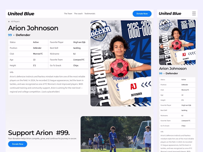Youth Soccer Donation Experience