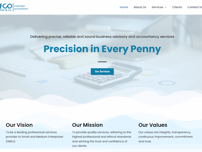 Faiz & Co Chartered Accountant's Website