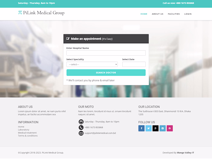 Medical, clinic Portfolio & Appointment System