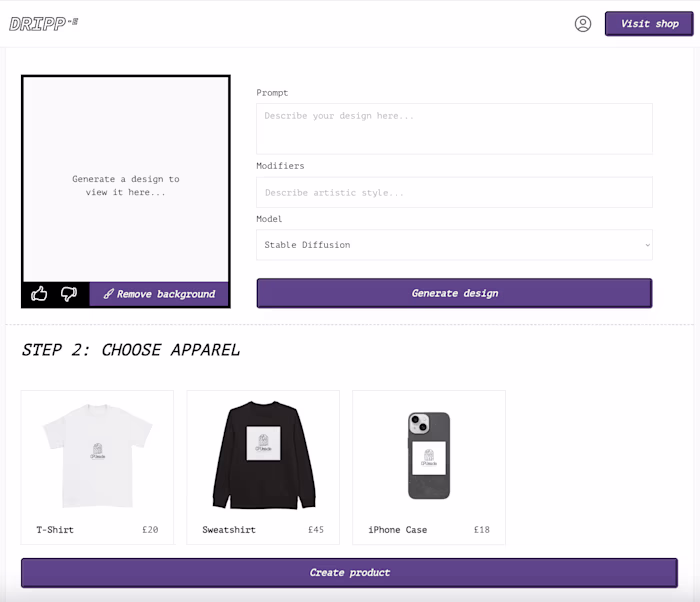 DRIPP-E (Text-to-merchandise)