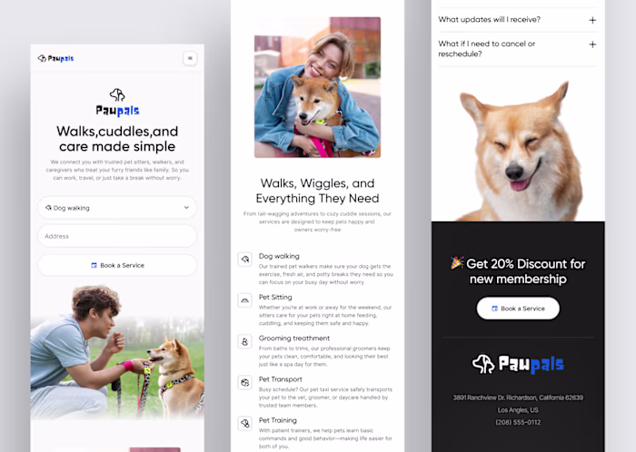 Responsive UI Design for Pawpals Pet Care Platform