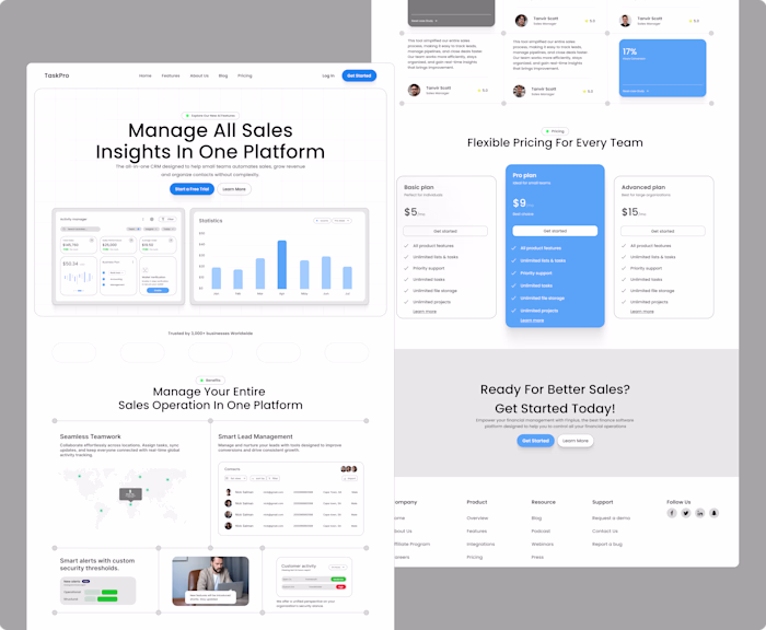 TaskPro CRM SaaS Landing Page Design