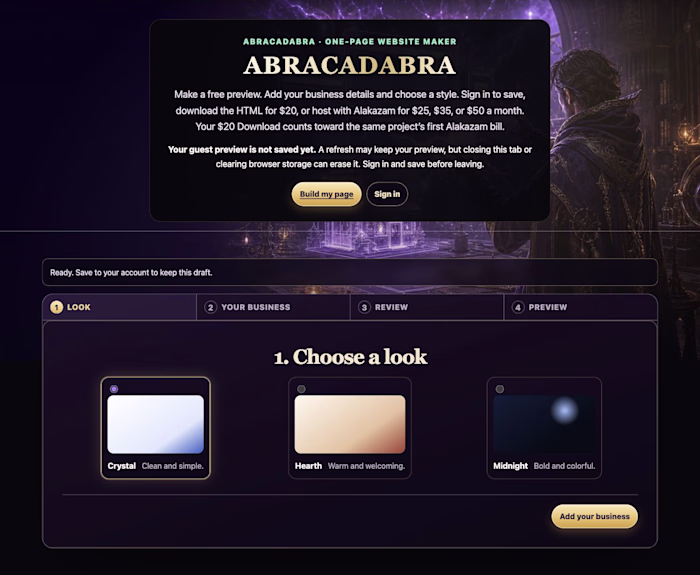Abracadabra — One-Page Website Maker