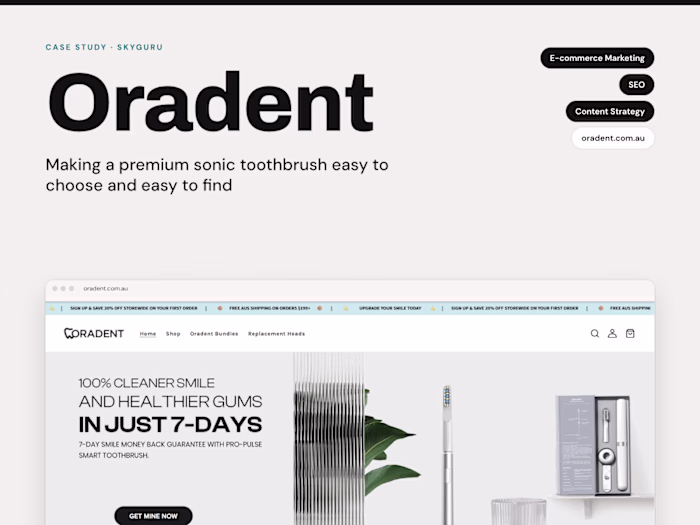 Oradent: E-commerce Content & SEO for a Sonic Toothbrush Brand