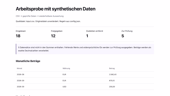 CSV validation and reporting: a