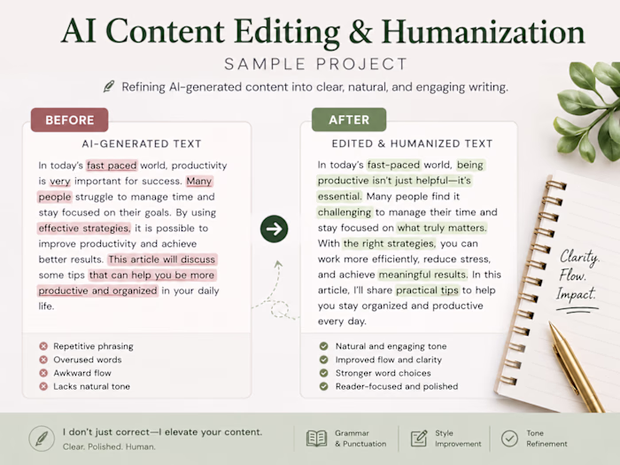 AI Content Editing & Humanization — Sample Project