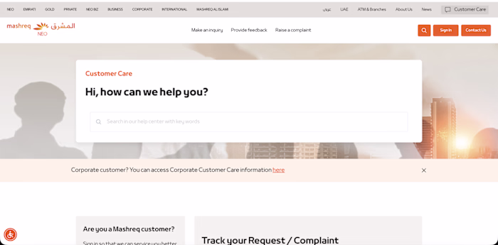 Mashreq Customer Care Redesign