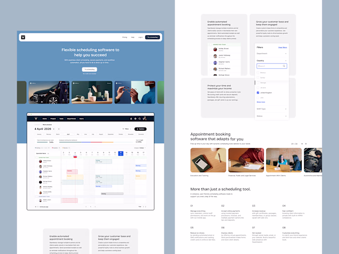SaaS Landing Page Design for Scheduling Software