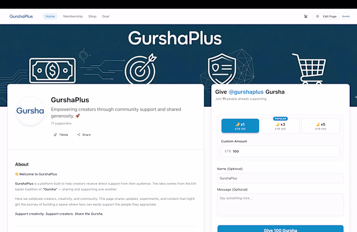 GurshaPlus

Built a creator monetization platform
