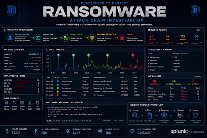 Ransomware Attack Chain Investigation - Splunk SOC Analysis