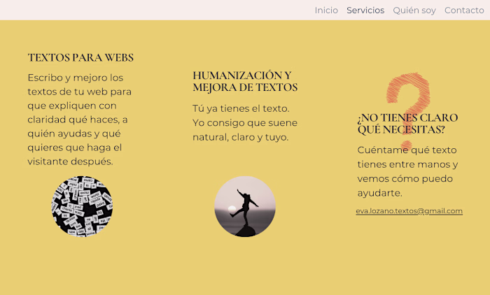 Web copywriting — Eva Lozano
Redacción