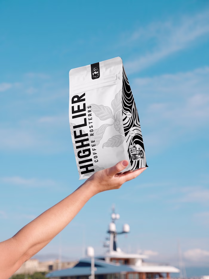 High-Contrast Minimalist Coffee Packaging Design