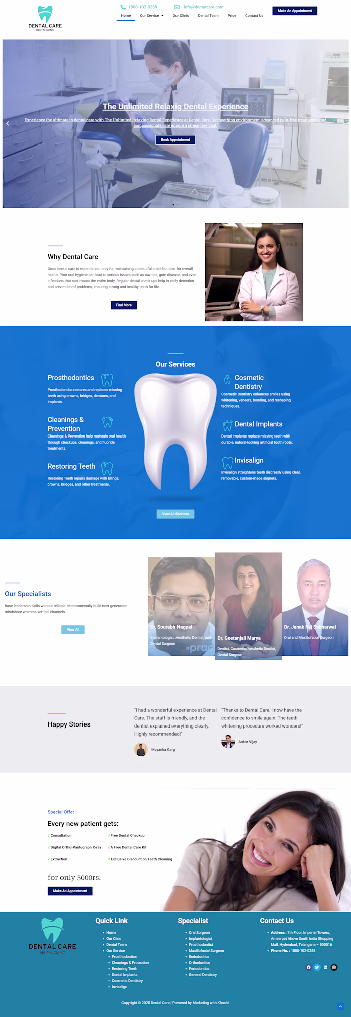 Dental Clinic Website Development –