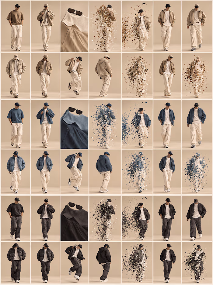 AI-generated fashion film featuring three