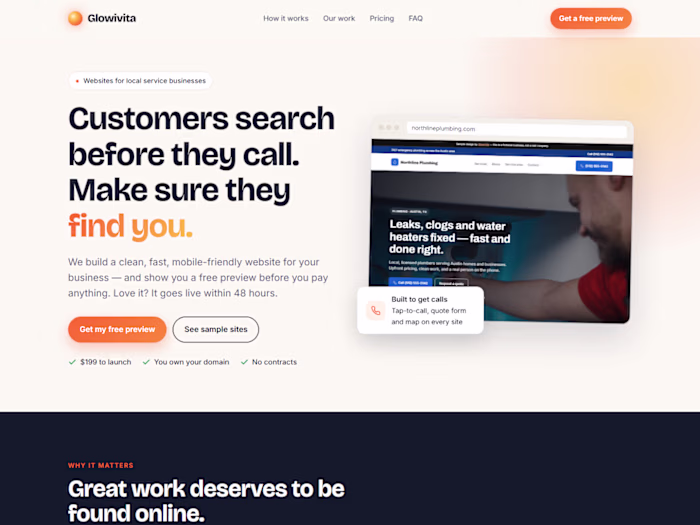 Glowivita: website for a web design agency, coded by hand