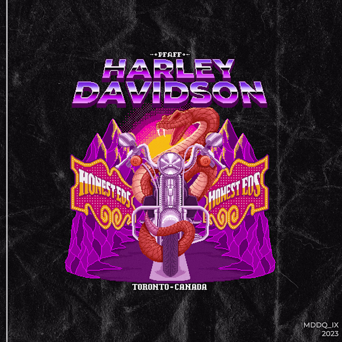 Pfaff Harley Davidson In Pixel Art Style Illustrations