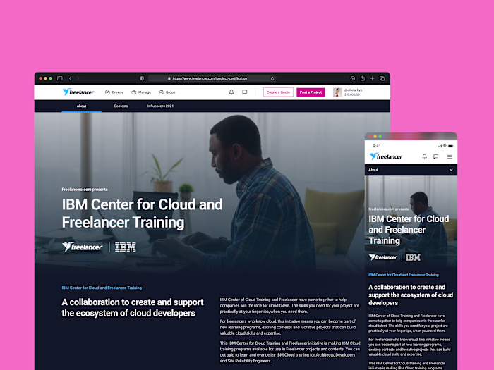Freelancer’s IBM Center for Cloud Training Landing Page Redesign
