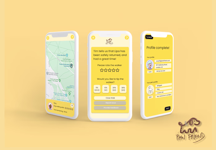 Mobile app design for PawFriends