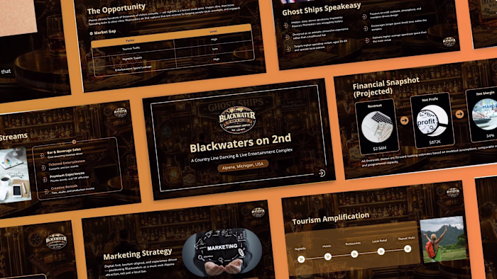 Blackwaters on 2nd – Investor Pitch Deck Design