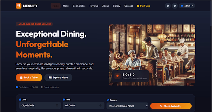MENUFIY — Restaurant Booking & Management System
