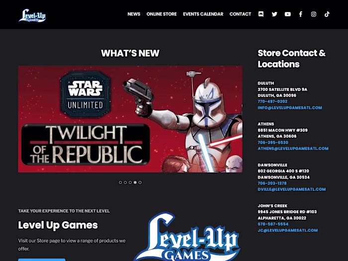 Level Up Games - Website Redesign