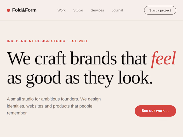Fold&Form — Design Studio Website
Descripción: