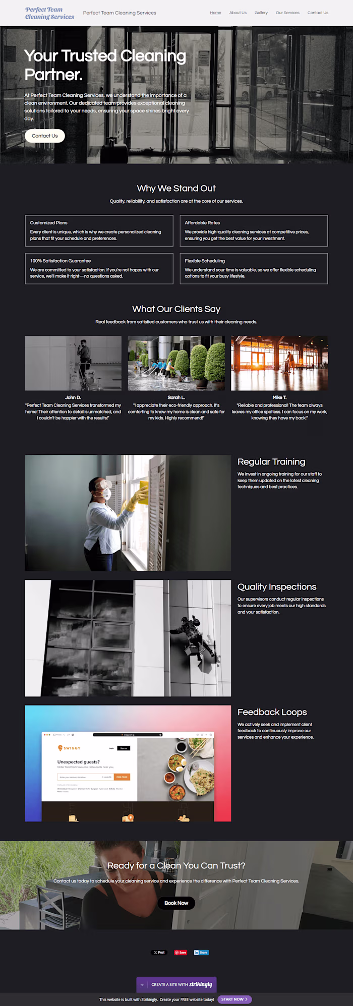 Professional Website For Perfect Team Cleaning Services