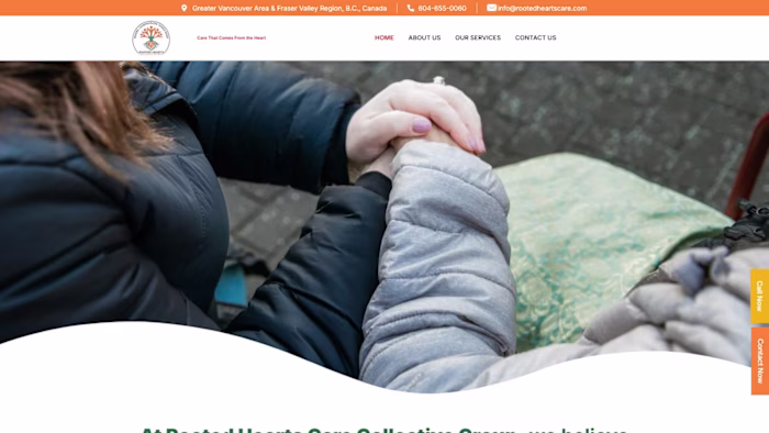 Rooted Hearts Care: Senior Care Website Rebrand (Canada)