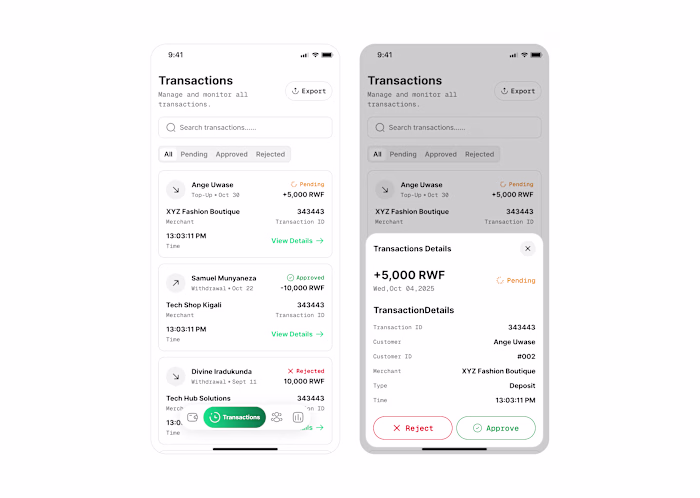 WIP 🚧 Fintech app for agents to manage wallets, approve tra...